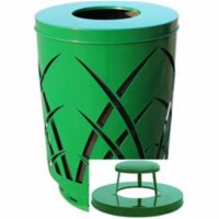 Witt Industries SAW40P-RC-GN Covington Sawgrass 40 Gallon Steel Receptacle With Rain Cap - Gr