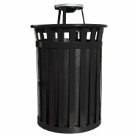 Witt Industries M5001-AT-BK Oakley Basic Slatted Metal Waste Receptacle with Ash Urn Lid - Bl