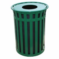 Witt Industries M5001-FT-GN Oakley Basic Slatted Metal Waste Receptacle with Flat Top Lid 50