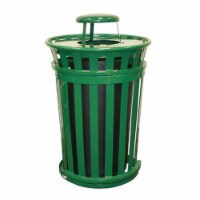 Witt Industries M5001-RC-GN Oakley Slatted Metal Receptacle with Rain Cap - Green