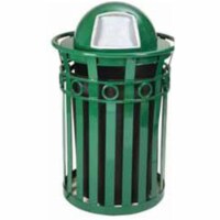 Witt Industries M3600-R-DT-BN Receptacle with dome top lid and plastic liner- brown