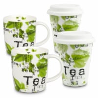 Konitz 44 5 162 2752 Tea Collage to Stay & To Go Mugs with Lids, 4 Piece