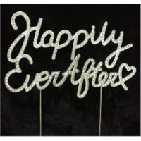 Tian Sweet 33014-HEA Happily Ever After Rhinestone Cake Toppers - Silver