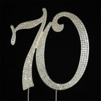 Tian Sweet 33015-70 70th Rhinestone Cake Topper - Silver