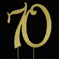 Tian Sweet 33015-70g 70th Rhinestone Cake Topper - Gold