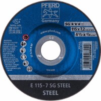 Type 27 SG Depressed Center Grinding Wheel, 4-1/2 Dia, 1/4 Thick, 7/8 Arbor, Alum Oxide