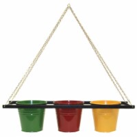 Houston International Trading 8536E Enameled Galvanized Triple Hanging Planter with Iron Hold