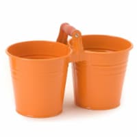 Houston International Trading 8122E TA Enameled Galvanized 2 Planter Unit with Wood Handle, T