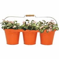 Houston International Trading 8333E TA Enameled Galvanized Triple Planter with Wood Handle fo