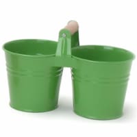 Houston International Trading 8122E AG Enameled Galvanized 2 Planter Unit with Wood Handle, A