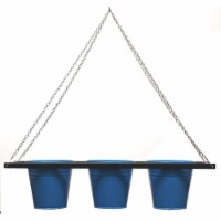 Houston International Trading 8536E B Enameled Galvanized Triple Hanging Planter with Iron Ho