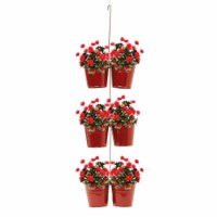 Houston International Trading 8433E XR S-3 Enameled Galvanized Double Hanging Planter - Red