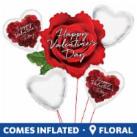 Happy Valentine's Day Red Rose Helium Filled Balloon Bouquet - Red Multi Perspective: Main