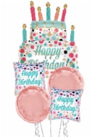 Happy Birthday Cake Helium Filled Balloon Bouquet Perspective: Main