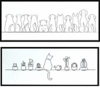 Cat Perched Line Straight Fit Wall Art 21 x 9 Inches