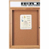 Aarco Products 1-Door Enclosed Bulletin Boards with Header - Walnut