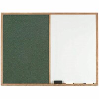 Aarco Products Oak Frame Combination Green Fabric Tack Board - 36 H x 48 W in.
