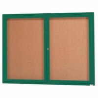 Aarco Products Aluminum Framed Enclosed Bulletin Board- Green - 36 x 12 in.