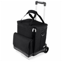 Cellar 6-Bottle Wine Carrier & Cooler Tote with Trolley, Black with Gray Accents