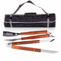 3-Piece BBQ Tote & Grill Set, Black with Gray Accents