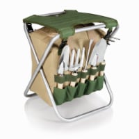 Gardener Folding Seat with Tools, Olive Green with Beige Accents