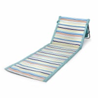 Beachcomber Portable Beach Chair & Tote, Sky Blue with Multi Stripe Pattern