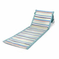Beachcomber Portable Beach Chair & Tote, Sky Blue with Multi Stripe Pattern