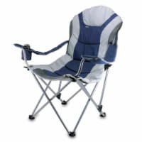 Reclining Camp Chair, Navy Blue with Gray Accents
