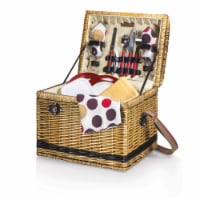 Yellowstone Picnic Basket, Brown with Beige & Red Accents