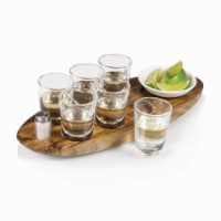 Cantinero Shot Glass Serving Set, Acacia Wood
