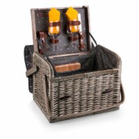 Kabrio Wine & Cheese Picnic Basket, Gray with Gold Accents