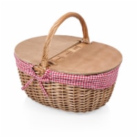 Country Picnic Basket, Red & White Gingham Pattern