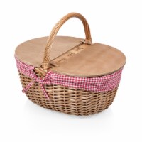 Country Picnic Basket, Red & White Gingham Pattern