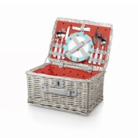 Catalina Picnic Basket, Vista Blue with Red Watermelon Pattern