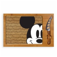 Disney Mickey Mouse - Icon Glass Top Cutting Board & Knife Set, Rubberwood & Bamboo