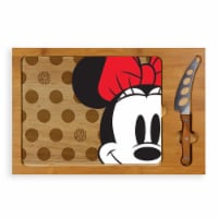 Disney Minnie Mouse - Icon Glass Top Cutting Board & Knife Set, Rubberwood & Bamboo