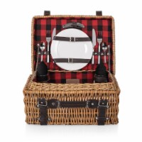 Champion Picnic Basket, Red & Black Buffalo Plaid Pattern