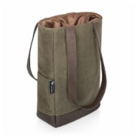 2 Bottle Insulated Wine Cooler Bag, Khaki Green with Beige Accents