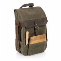 2 Bottle Insulated Wine & Cheese Cooler with Cheese Board, Knife & Corkscrew, Khaki Green