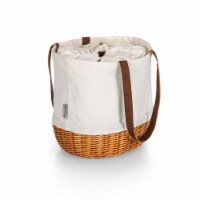 Coronado Canvas and Willow Basket Tote, Beige Canvas