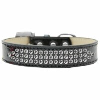 Mirage Pet 619-1 18-BK Three Row Clear Crystal Ice Cream Dog Collar, Black - Size 18