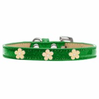 Mirage Pet 632-2 EG14 Gold Flower Widget Dog Collar, Emerald Green Ice Cream - Size 14