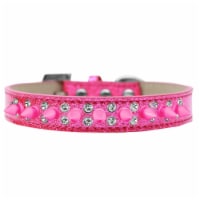 Mirage Pet 635-2 PK18 Double Crystal & Bright Pink Spikes Dog Collar, Pink Ice Cream - Size 1