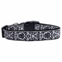 Mirage Pet 125-063 XL Fancy Black & White Nylon Ribbon Dog Collar - Extra Large