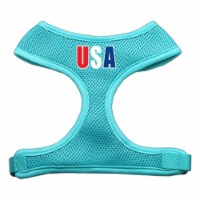 USA Star Screen Print Soft Mesh Pet Harness Aqua Extra Large