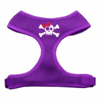 Skull Bow Screen Print Soft Mesh Pet Harness Purple Medium