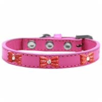 Mirage Pet 631-10 BPK18 Red Glitter Bow Widget Dog Collar, Bright Pink - Size 18