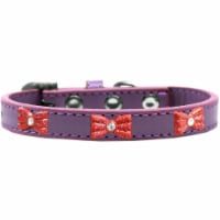 Mirage Pet 631-10 LV10 Red Glitter Bow Widget Dog Collar, Lavender - Size 10