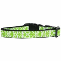Mirage Pet Products125-207 MD Damask Nylon Dog Collar, Lime Green - Medium