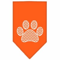 Mirage Pet Products66-136 LGOR Chevron Paw Screen Print Bandana, Orange - Large